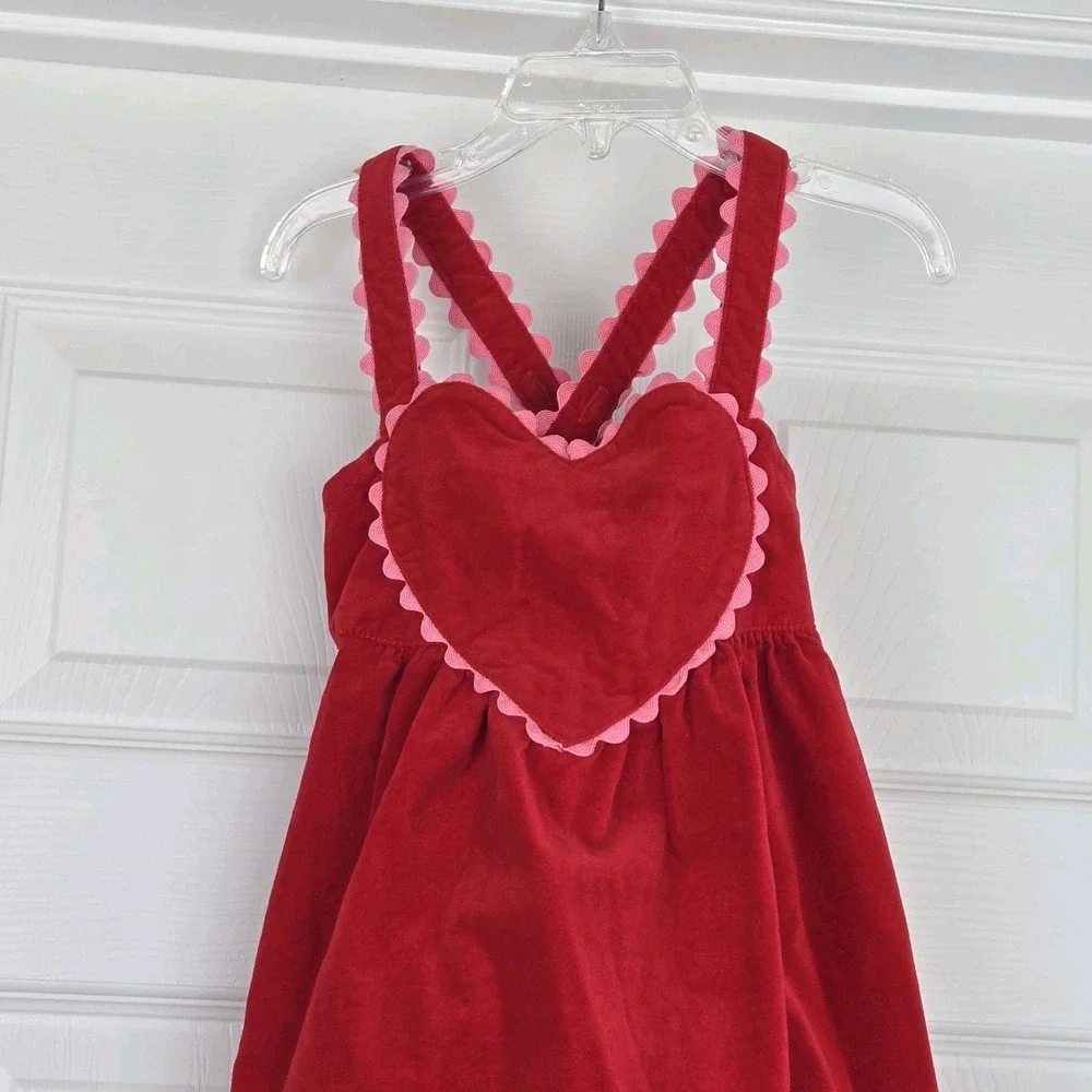 Gymboree Girls Red Heart Skirtall Dress Size‎ 3T Cotton Velvet Adjustable Straps
